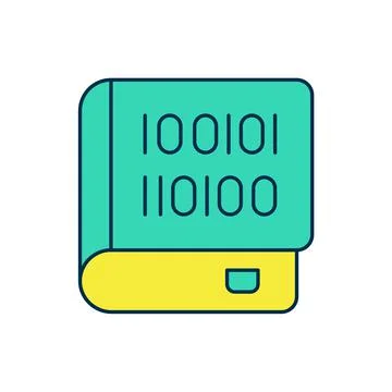 Filled outline Books about programming icon isolated on white background Stock Illustration