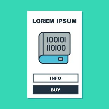 Filled outline Books about programming icon isolated on turquoise background Stock Illustration