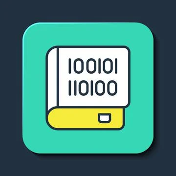 Filled outline Books about programming icon isolated on blue background Stock Illustration