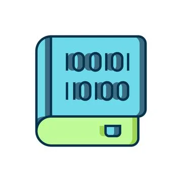 Filled outline Books about programming icon isolated on white background. P.. Stock Illustration