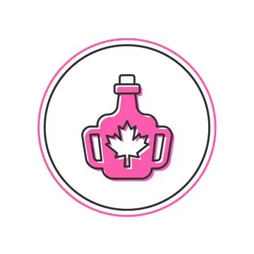 Filled outline Bottle of maple syrup icon isolated on white background. Vector Stock Illustration