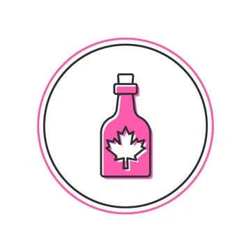 Filled outline Bottle of maple syrup icon isolated on white background. Vector Stock Illustration