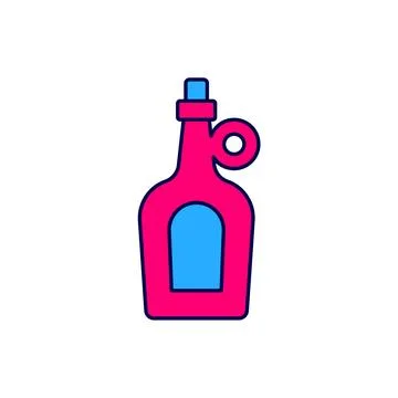 Filled outline Bottle of maple syrup icon isolated on white background. Vector Stock Illustration