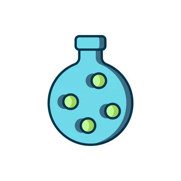 Filled outline Bottle with potion icon isolated on white background. Flask .. Stock Illustration