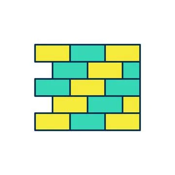 Filled outline Bricks icon isolated on white background. Vector Stock Illustration