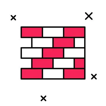 Filled outline Bricks icon isolated on white background. Vector Stock Illustration