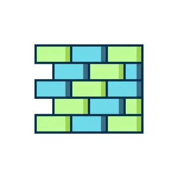 Filled outline Bricks icon isolated on white background. Flat filled outlin.. Stock Illustration