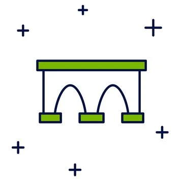 Filled outline Bridge for train icon isolated on white background. Vector Stock Illustration