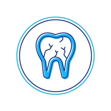 Filled outline Broken tooth icon isolated on white background. Dental problem Stock Illustration