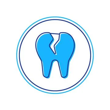 Filled outline Broken tooth icon isolated on white background. Dental problem Stockillustratie