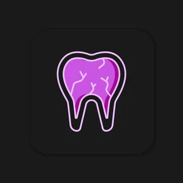 Filled outline Broken tooth icon isolated on black background. Dental probl.. Stock Illustration