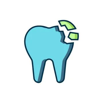 Filled outline Broken tooth icon isolated on white background. Dental probl.. Ilustração Stock