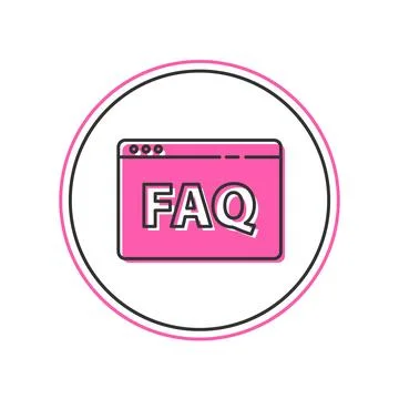 Filled outline Browser FAQ icon isolated on white background. Internet comm.. Ilustración de archivo