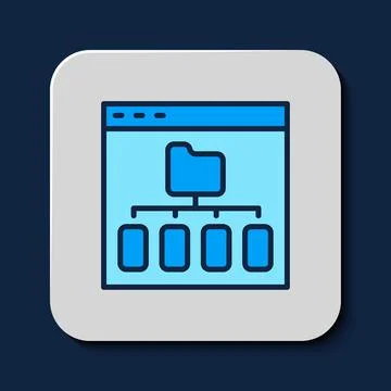 Filled outline Browser files icon isolated on blue background.  Vector 스톡 일러스트