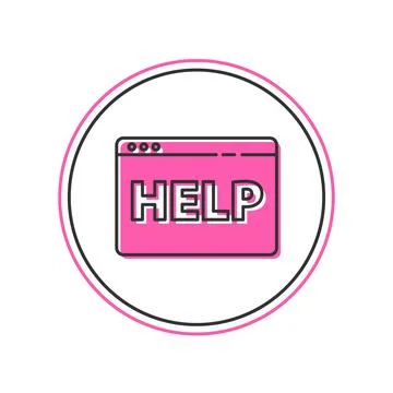 Filled outline Browser help icon isolated on white background. Internet Ilustración de archivo