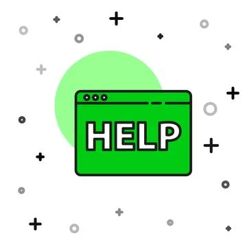 Filled outline Browser help icon isolated on white background. Internet Ilustración de archivo