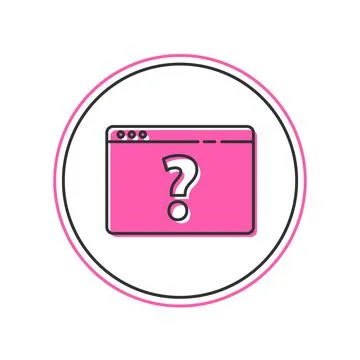 Filled outline Browser with question mark icon isolated on white background.  Ilustración de archivo