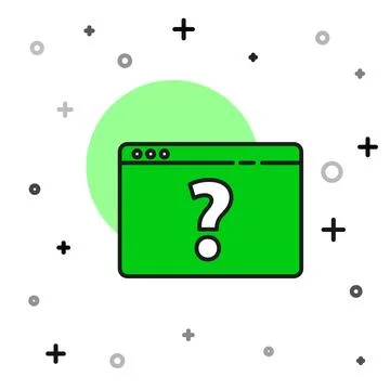 Filled outline Browser with question mark icon isolated on white background 库存插图