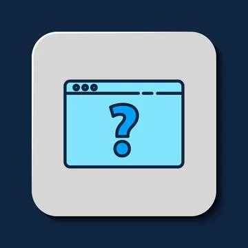 Filled outline Browser with question mark icon isolated on blue background Ilustración de archivo