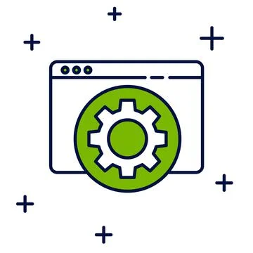 Filled outline Browser setting icon isolated on white background. Adjusting Stock Illustration