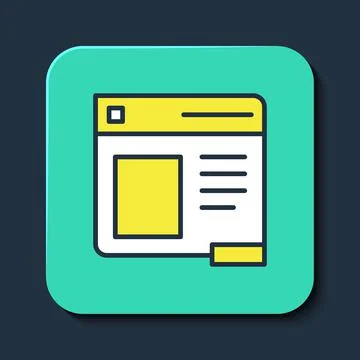 Filled outline Browser window icon isolated on blue background. Turquoise square Stock Illustration