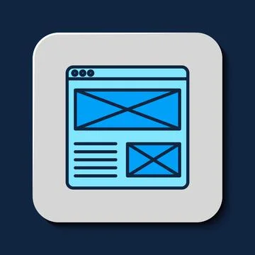 Filled outline Browser window icon isolated on blue background.  Vector イラスト素材