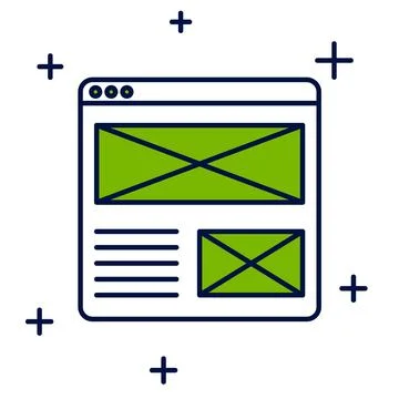 Filled outline Browser window icon isolated on white background. Vector Stock Illustration