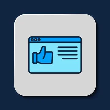 Filled outline Browser window icon isolated on blue background. Vector Stockillustratie
