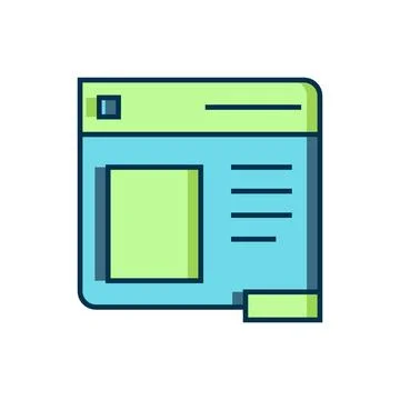 Filled outline Browser window icon isolated on white background. Flat fille.. Stockillustratie