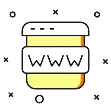 Filled outline Browser window icon isolated on white background. Flat fille.. 库存插图