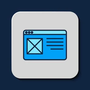 Filled outline Browser window icon isolated on blue background.  Vector イラスト素材