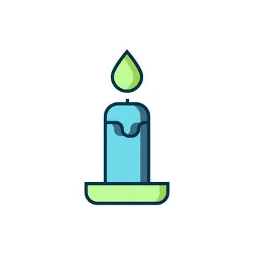 Filled outline Burning candle in candlestick icon isolated on white backgro.. Stock Illustration