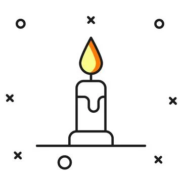 Filled outline Burning candle in candlestick icon isolated on white backgro.. Stock Illustration
