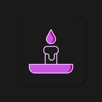 Filled outline Burning candle in candlestick icon isolated on black backgro.. Stock Illustration