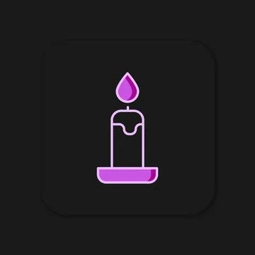 Filled outline Burning candle in candlestick icon isolated on black backgro.. Stock Illustration
