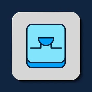 Filled outline Buzzer in electronic circuit icon isolated on blue backgroun.. Stock Illustration