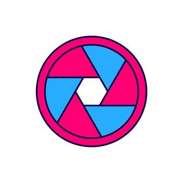 Filled outline Camera shutter icon isolated on white background. Vector Illustrazione stock