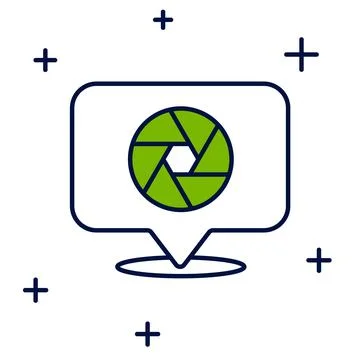 Filled outline Camera shutter icon isolated on white background.  Vector Stock Illustration