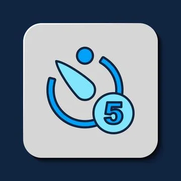 Filled outline Camera timer icon isolated on blue background. Photo exposure Stock Illustration