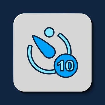 Filled outline Camera timer icon isolated on blue background. Photo exposur.. 库存插图