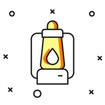 Filled outline Camping lantern icon isolated on white background. Flat fill.. Stock Illustration