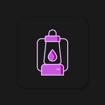 Filled outline Camping lantern icon isolated on black background. Flat fill.. Stock Illustration