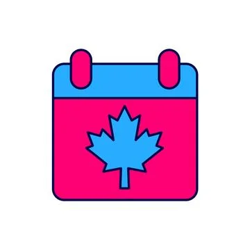 Filled outline Canada day with maple leaf icon isolated on white background.. Stock Illustration