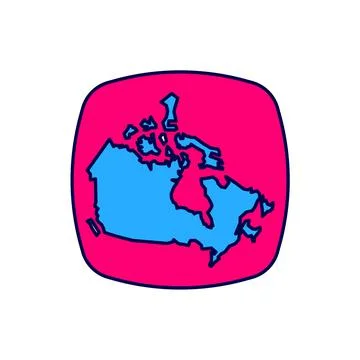 Filled outline Canada map icon isolated on white background.  Vector Stock Illustration