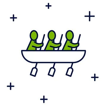 Filled outline Canoe rowing team sports icon isolated on white background. .. Stock Illustration