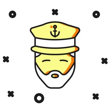 Filled outline Captain of ship icon isolated on white background. Travel to.. Stock Illustration