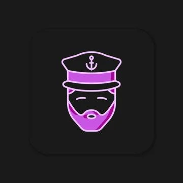 Filled outline Captain of ship icon isolated on black background. Travel to.. Stock Illustration