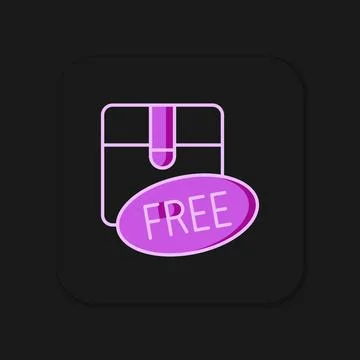 Filled outline Cardboard box with free symbol icon isolated on black backgr.. Stock Illustration
