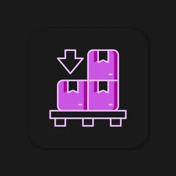 Filled outline Cardboard boxes on pallet icon isolated on black background... Stockillustratie