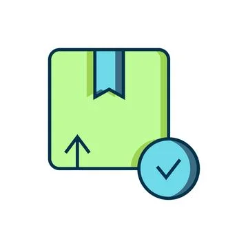 Filled outline Carton cardboard box icon isolated on white background. Box,.. Stock Illustration